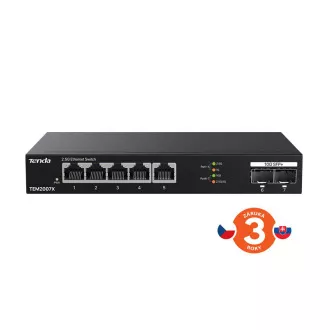 Tenda TEM2007X - Večgigabitno stikalo, 5x 2,5G RJ45 2x 10G SFP , MAC 16K, 6kV zaščita Tenda TEM2007X - Večgigabitno stikalo, 5x 2,5G RJ45 2x 10G SFP , MAC 16K, 6kV zaščita