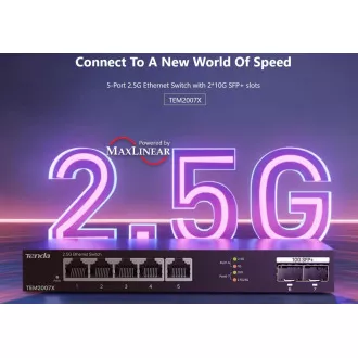 Tenda TEM2007X - Večgigabitno stikalo, 5x 2,5G RJ45 2x 10G SFP , MAC 16K, 6kV zaščita Tenda TEM2007X - Večgigabitno stikalo, 5x 2,5G RJ45 2x 10G SFP , MAC 16K, 6kV zaščita