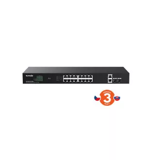 Tenda TEG1120P-16-150W PoE  Gigabitno stikalo 16x 1Gbps PoE  802.3af/at   2x SFP   2x RJ45, 135W, Rack