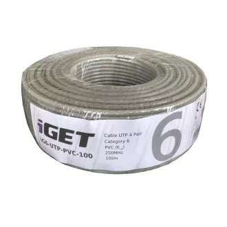 Instalacijski kabel iGET CAT6 UTP PVC Eca 100m/škatla, žični kabel, z razredom požarne odpornosti Eca Instalacijski kabel iGET CAT6 UTP PVC Eca 100m/škatla, žični kabel, z razredom požarne odpornosti Eca