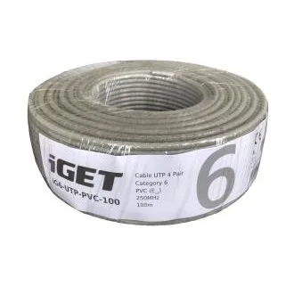 Instalacijski kabel iGET CAT6 UTP PVC Eca 100m/škatla, žični kabel, z razredom požarne odpornosti Eca Instalacijski kabel iGET CAT6 UTP PVC Eca 100m/škatla, žični kabel, z razredom požarne odpornosti Eca