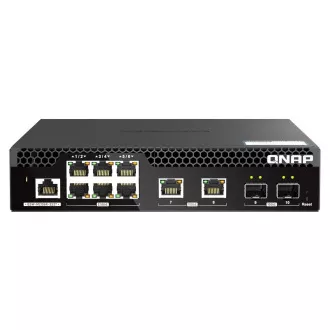 Upravljano stikalo QNAP QSW-M2106R-2S2T (6x 2,5GbE RJ45, 2x 10GbE RJ45, 2x 10GbE SFP , majhna širina)