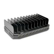 Polnilna postaja USB s prostorom za shranjevanje, izhod 10x 12V, 8A, 96W, napajalni kabel Schuko