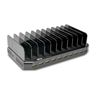 Polnilna postaja USB s prostorom za shranjevanje, izhod 10x 12V, 8A, 96W, napajalni kabel Schuko