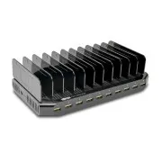 Polnilna postaja USB s prostorom za shranjevanje, izhod 10x 12V, 8A, 96W, napajalni kabel Schuko