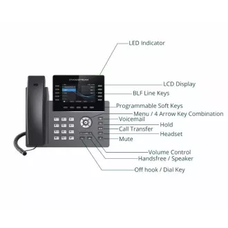 Grandstream GRP2615 Telefon SIP, 4,3-palčni zaslon TFT, 5 računov SIP, 10 programabilnih razširitev, 2x1Gb, WiFi, BT