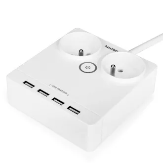 Polnilna postaja Huslog 12W 2xvtičnica, 4xUSB bela Polnilna postaja Huslog 12W 2xvtičnica, 4xUSB bela