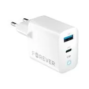 Hitri polnilec Forever GaN TC-06-65AC PD QC 1x USB-C 1x USB 65W bela