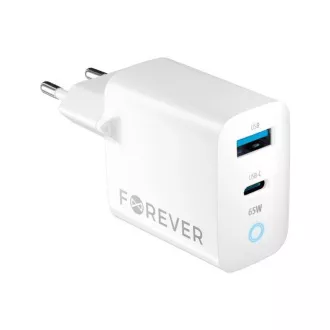 Hitri polnilec Forever GaN TC-06-65AC PD QC 1x USB-C 1x USB 65W bela