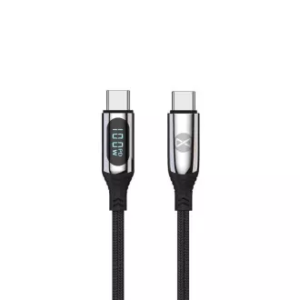 Podatkovni kabel z LCD zaslonom Forever USB-C/USB-C 1m 100W črn