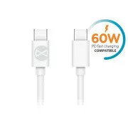 Podatkovni kabel Forever USB-C/USB-C 1m 3A bele barve