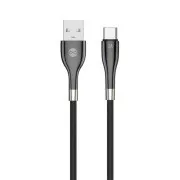 Forever Sleek USB/USB-C podatkovni kabel 1m 3A črn