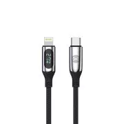 Podatkovni kabel z LCD zaslonom Forever USB-C/Lightning 1m 27W črn