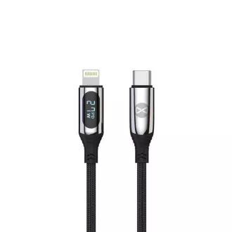 Podatkovni kabel z LCD zaslonom Forever USB-C/Lightning 1m 27W črn