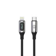 Podatkovni kabel z LCD zaslonom Forever USB-C/Lightning 1m 27W črn