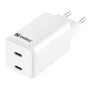 Sandbergov polnilec za izmenični tok z dvojnim USB-C PD65W EU