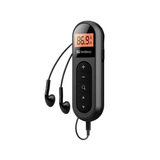 Sandberg Žepni radio FM Recharge, polnilna baterija, zaslon, črn