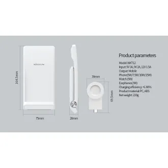 Nillkin PowerTrio 3v1 brezžični polnilec za Huawei Watch White - Rabljeno