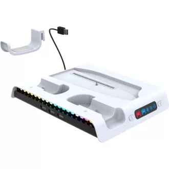 iPega P5S006 Večnamensko polnilno stojalo RGB s hlajenjem za PS5 Slim White iPega P5S006 Večnamensko polnilno stojalo RGB s hlajenjem za PS5 Slim White