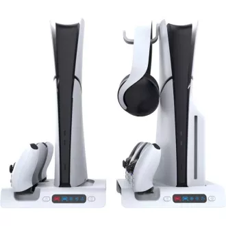 iPega P5S006 Večnamensko polnilno stojalo RGB s hlajenjem za PS5 Slim White iPega P5S006 Večnamensko polnilno stojalo RGB s hlajenjem za PS5 Slim White