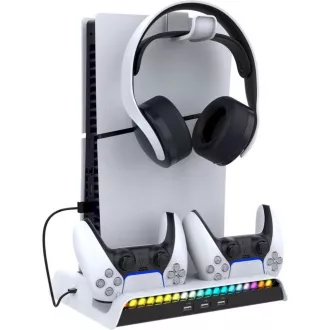 iPega P5S006 Večnamensko polnilno stojalo RGB s hlajenjem za PS5 Slim White iPega P5S006 Večnamensko polnilno stojalo RGB s hlajenjem za PS5 Slim White