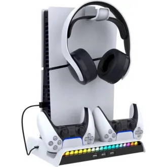 iPega P5S006 Večnamensko polnilno stojalo RGB s hlajenjem za PS5 Slim White iPega P5S006 Večnamensko polnilno stojalo RGB s hlajenjem za PS5 Slim White