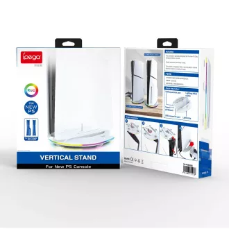 iPega P5S035SA Navpično stojalo (2xUSB-A) z RGB za PS5 Slim/PS5 Pro White