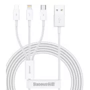 Baseus CAMLTYS-02 Superior Fast Charging Data Cable 3v1 USB-C, Lightning, MicroUSB 1,5 m bela