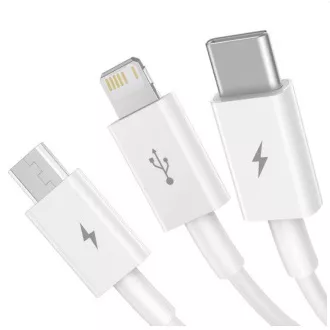 Baseus CAMLTYS-02 Superior Fast Charging Data Cable 3v1 USB-C, Lightning, MicroUSB 1,5 m bela