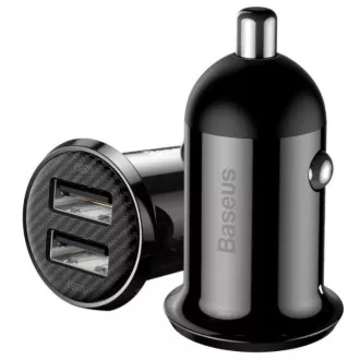 Baseus CCALLP-01 Grain Pro avtomobilski polnilec 2xUSB 4,8A črn