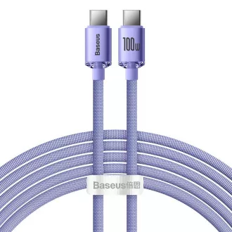 Baseus CAJY000705 Podatkovni kabel USB-C serije Crystal Shine - USB-C 100W 2 m vijolične barve