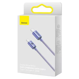 Baseus CAJY000705 Podatkovni kabel USB-C serije Crystal Shine - USB-C 100W 2 m vijolične barve