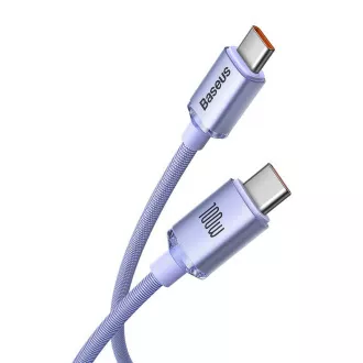Baseus CAJY000605 Podatkovni kabel USB-C serije Crystal Shine - USB-C 100W 1,2 m vijolične barve