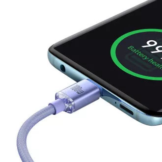 Baseus CAJY000605 Podatkovni kabel USB-C serije Crystal Shine - USB-C 100W 1,2 m vijolične barve