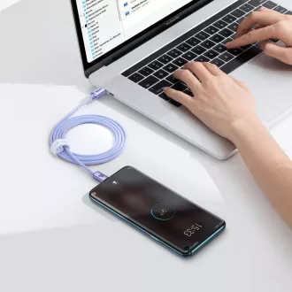 Baseus CAJY000605 Podatkovni kabel USB-C serije Crystal Shine - USB-C 100W 1,2 m vijolične barve