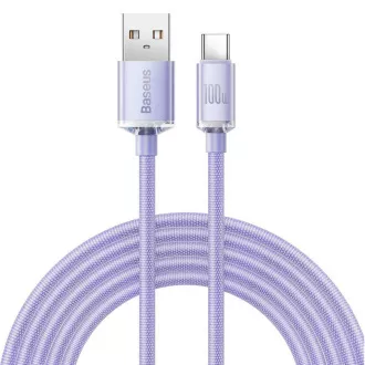 Baseus CAJY000505 Podatkovni kabel USB serije Crystal Shine - USB-C 100W 2 m vijolične barve