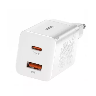 Baseus CCSUPP-E02 Hitri polnilec Super Si USB   USB-C 30W, bela