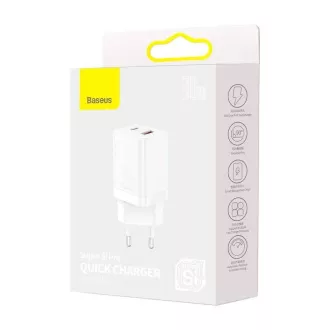 Baseus CCSUPP-E02 Hitri polnilec Super Si USB   USB-C 30W, bela