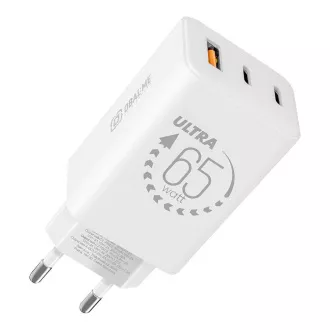 PAKET:ME GaN Potovalni polnilec USB-A   2xUSB-C 65W Bela
