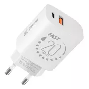 PAKET: ME potovalni polnilec USB-A   USB-C 20W Bela