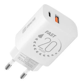 PAKET: ME potovalni polnilec USB-A   USB-C 20W Bela