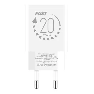 PAKET: ME potovalni polnilec USB-A   USB-C 20W Bela
