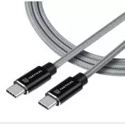 Taktična hitra vrv Aramidni kabel USB-C/USB-C 100W 20V/5A 0,3 m siva