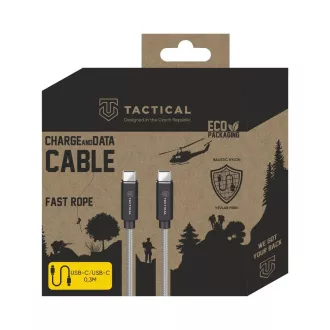 Taktična hitra vrv Aramidni kabel USB-C/USB-C 100W 20V/5A 0,3 m siva