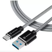 Taktični hitri aramidni kabel USB-A/USB-C 0,3 m sive barve