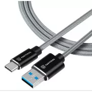 Taktični hitri aramidni kabel USB-A/USB-C 2m sive barve