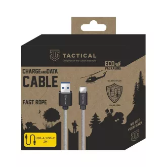 Taktični hitri aramidni kabel USB-A/USB-C 2m sive barve