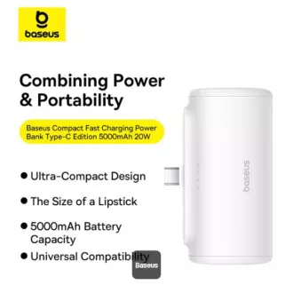Baseusova power banka 5000mAh 20W USB-C bela