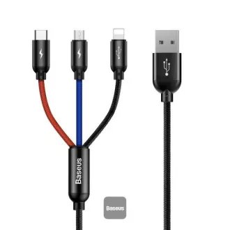 Baseus podatkovni kabel 3v1 microUSB Lightning USB-C 1,2 m 3,5A