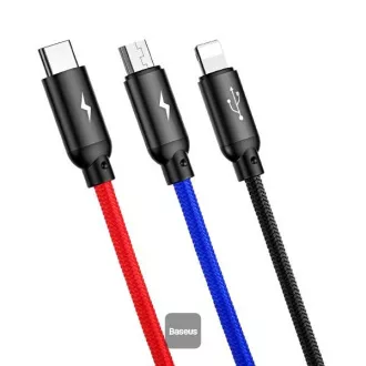 Baseus podatkovni kabel 3v1 microUSB Lightning USB-C 1,2 m 3,5A